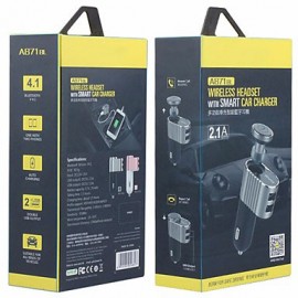 A871BL Super Mini Wireless Bluetooth Earphone With Double USB Car Charger Adapter In-Ear Headset With Microphone